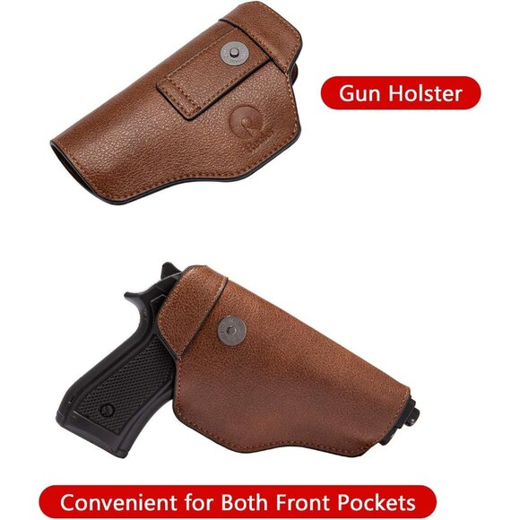 Women’s Concealed Carry Hobo Purse Faux Leather Brown Large Shoulder Bag with De - Picture 5 of 6